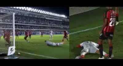 Vini Jr. viraliza com erro ao tentar cabecear bola no Santos