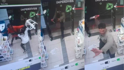 Mulher usa banco de plástico para se defender de criminosos em BH